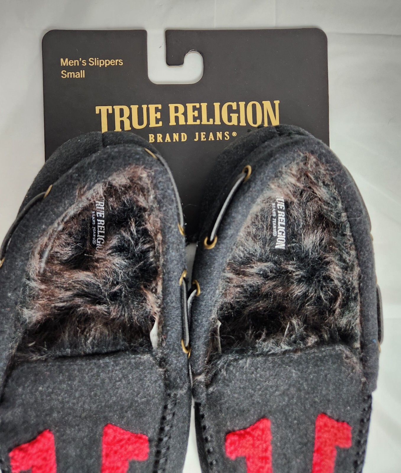 True Religion Moccasins Slippers Men's Size Small 7 - 8 Faux Fur Lined NWT
