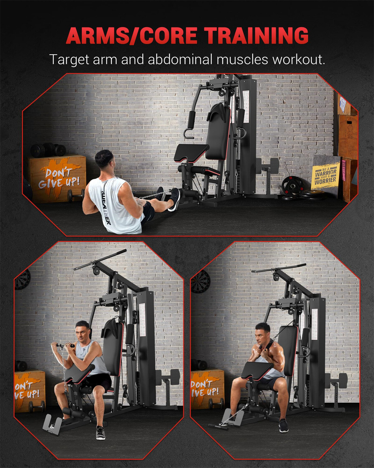 🔴150 Lbs Home Gym Machine Multifunctional Workout Equipment with Weight Stack