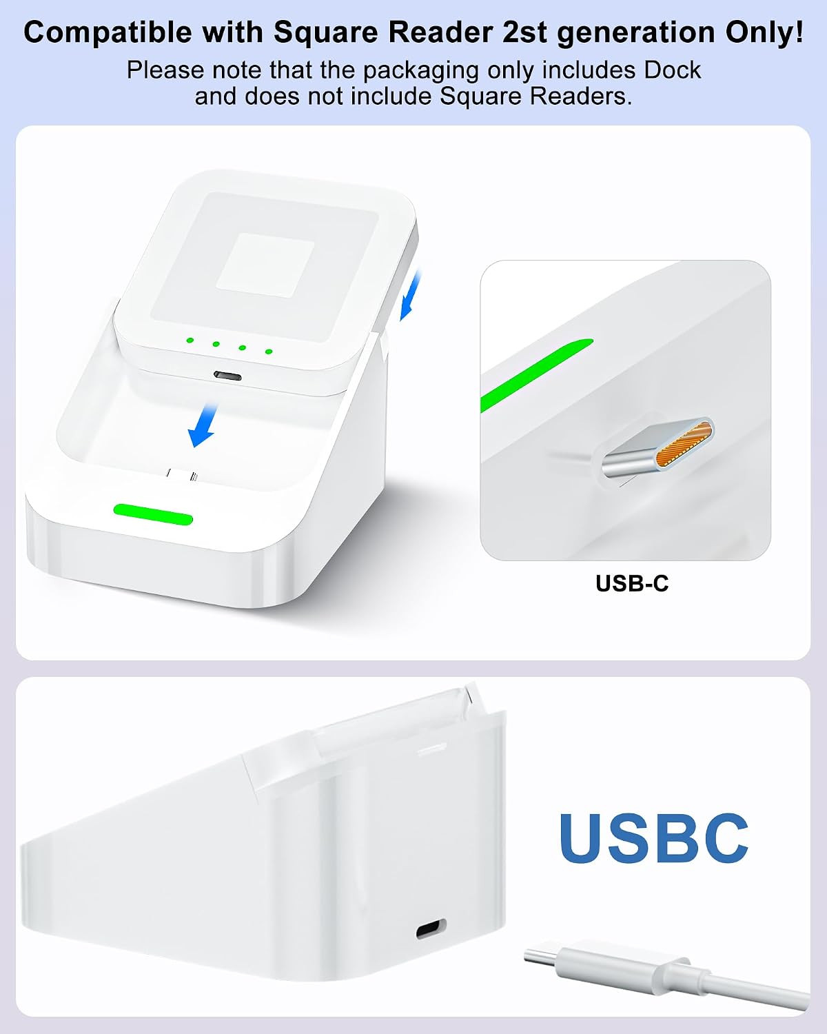 2nd-Gen Square Card Reader Stand for Square Reader Dock 2nd Generation & POS Sys