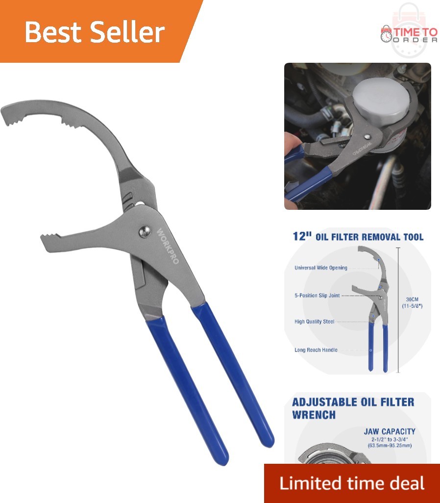 Oil Filter Wrench Carbon Steel 12-Inch Adjustable Pliers for Cars Trucks