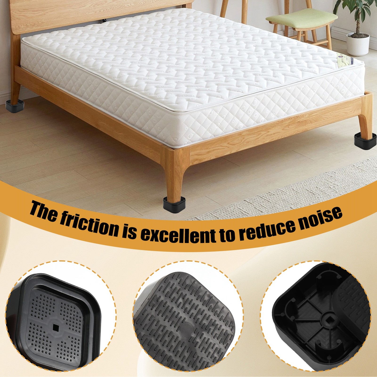 Furniture Risers Adjustable Bed Risers 1.38In Stackable Heavy Duty Bed8712