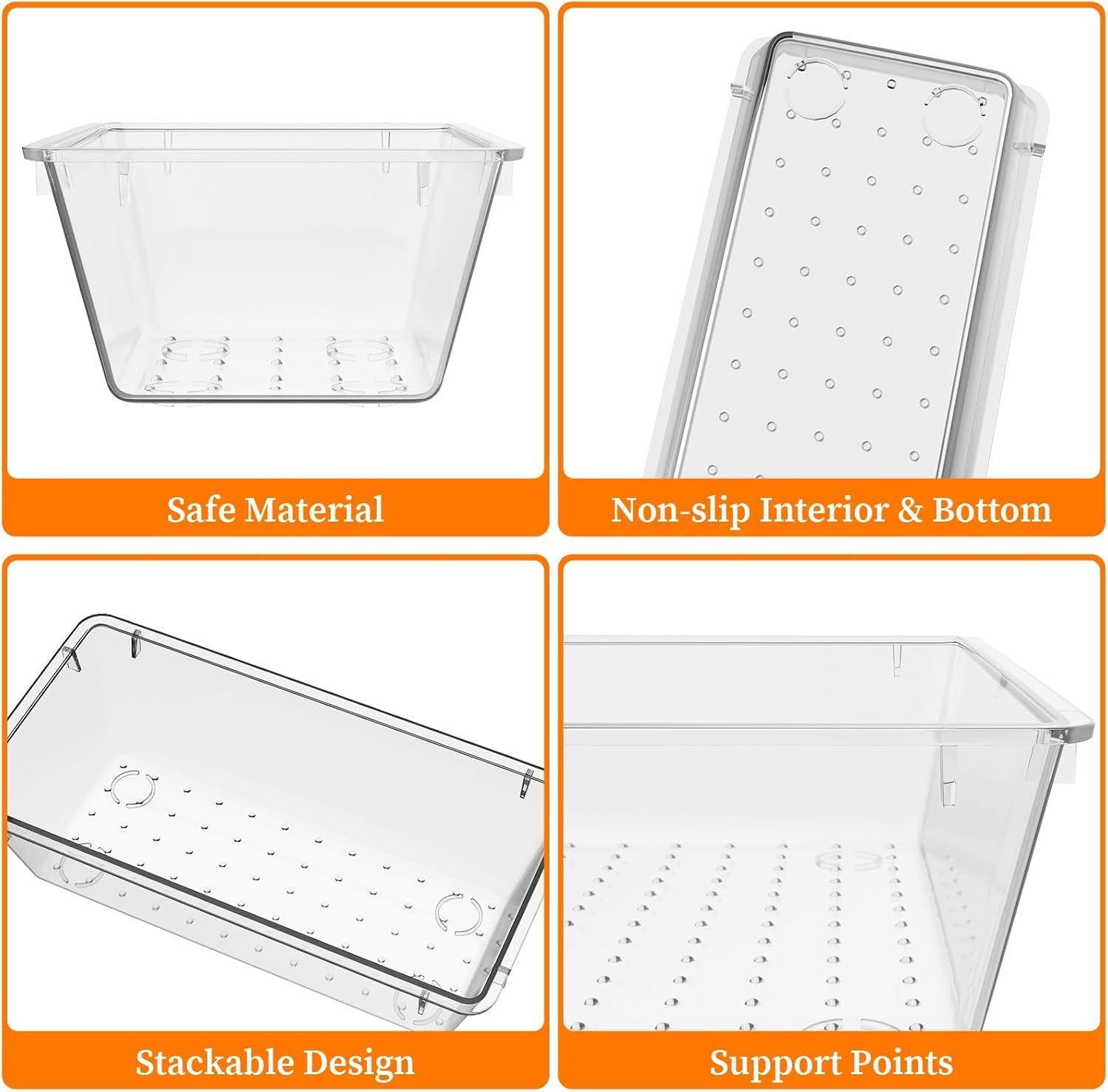 32 PCS Clear Plastic Drawer Organizer Set 4 Size Vanity Organizer