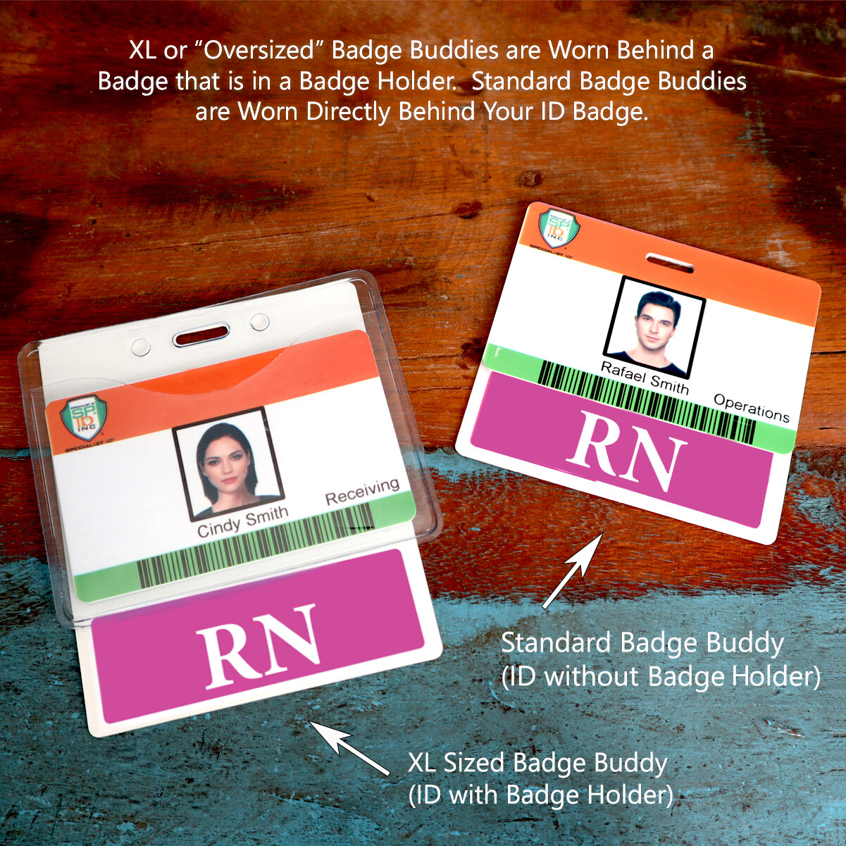 RN Badge Buddy Oversized Horizontal Extra Long ID Backer for Registered Nurses