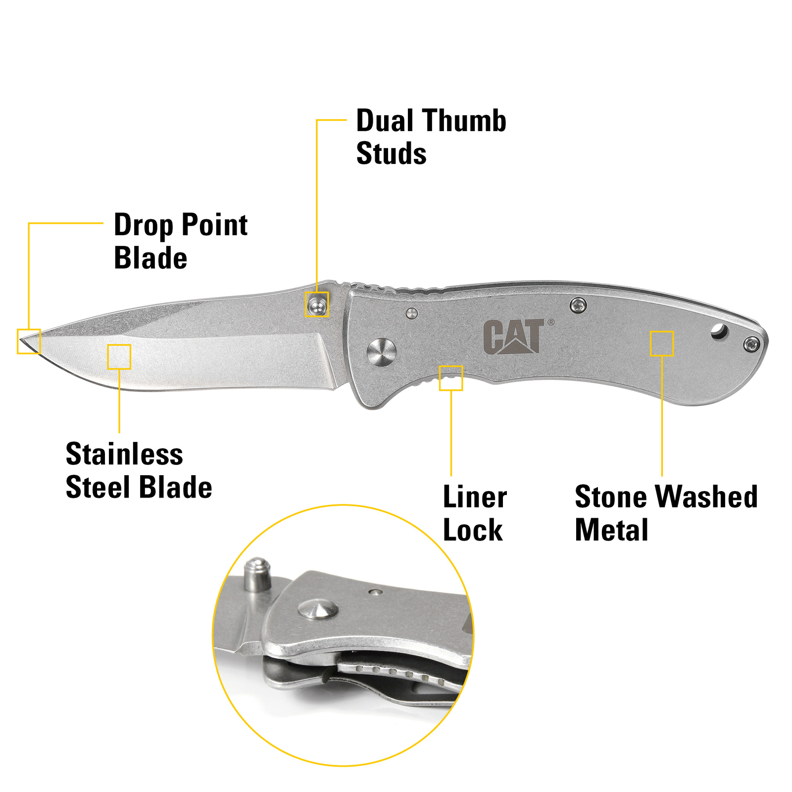 Cat 7 Inch Drop Point Folding Knife - 980004