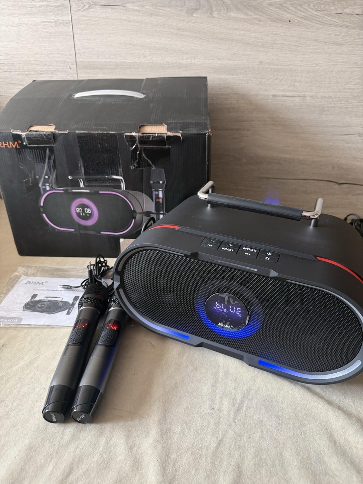 RHM K666Plus Bluetooth Karaoke Machine, Powerful & Clear Sound - 2 Wireless Mics