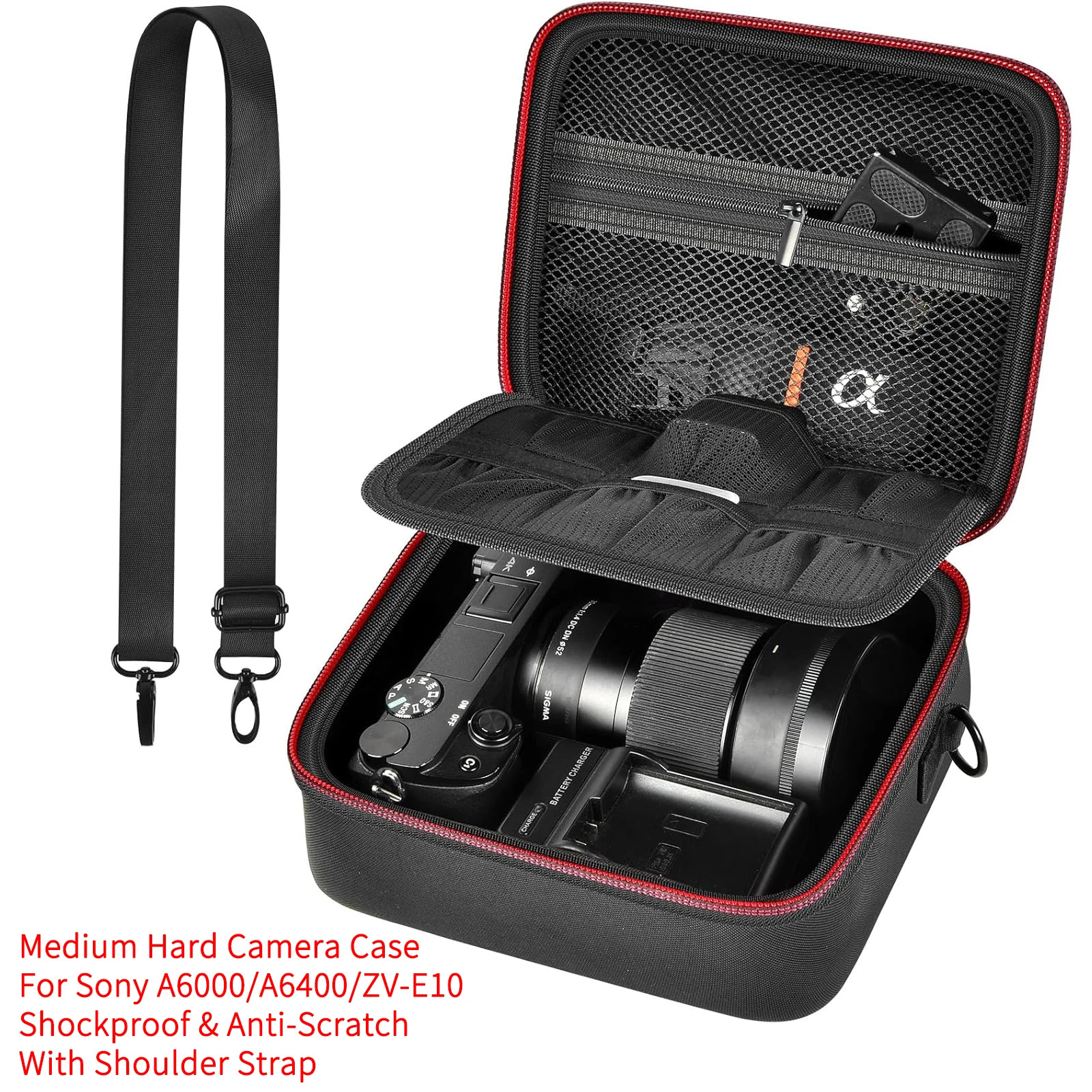 Hard Camera Case for Sony ZV-E10 A6400 A6000 A6100 A6600 A6500 (Medium,Kit Lens