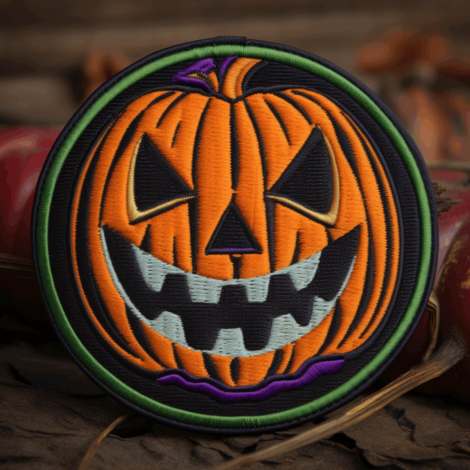 HALLOWEEN PUMPKIN JACK O LANTERN iron-on applique PATCH ORANGE new Decorative