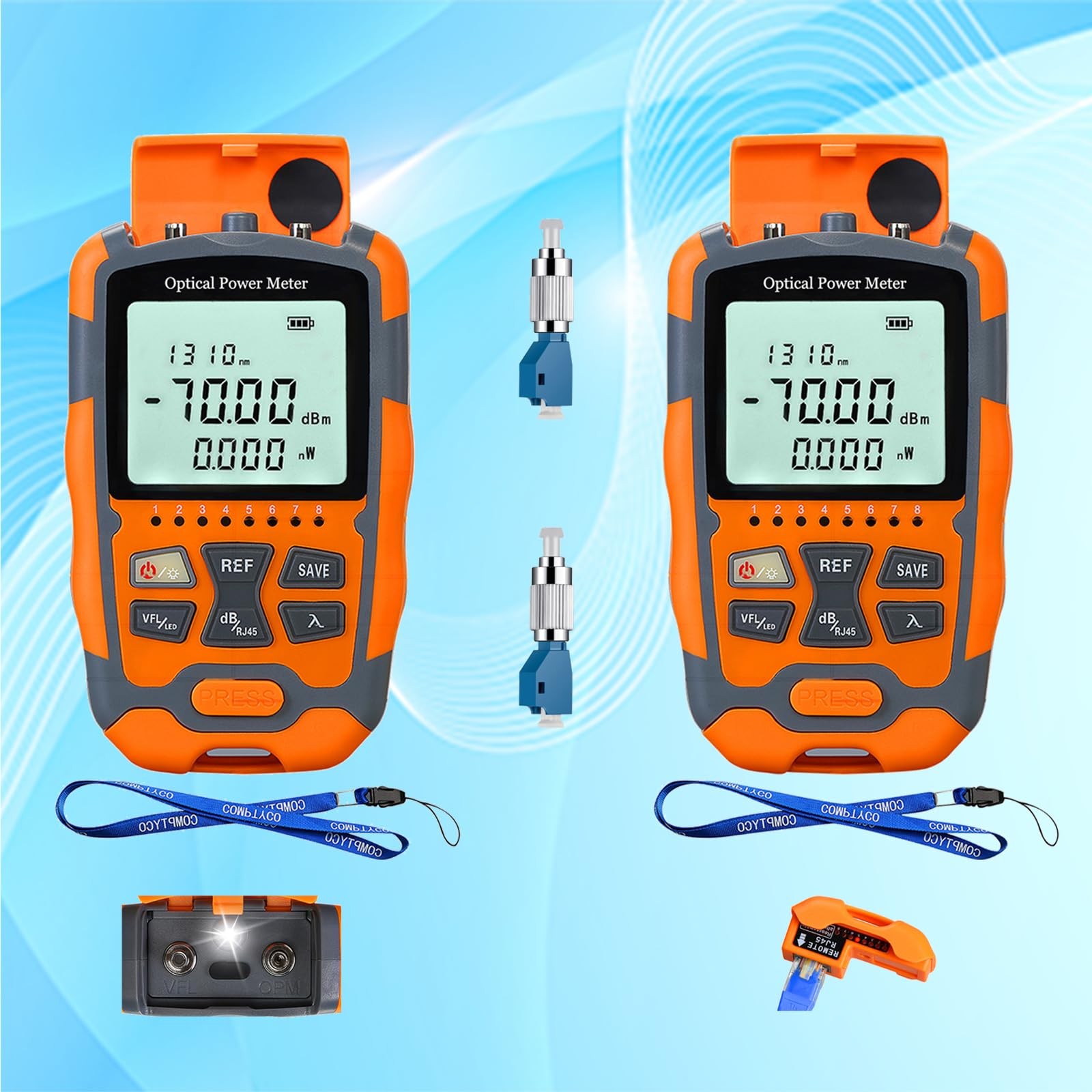 Xunsomten - Fiber Optic Tester 4 in 1 Portable Optical Power Orange