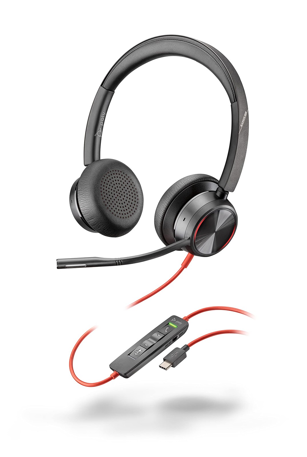 Plantronics Poly Blackwire 8225 Wired Headset Boom Mic Dual-Ear Stereo