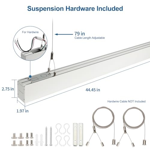 4FT Linkable LED Linear Light, 35W Down 15W Up Light, 3/4/5000K 4 Pack White