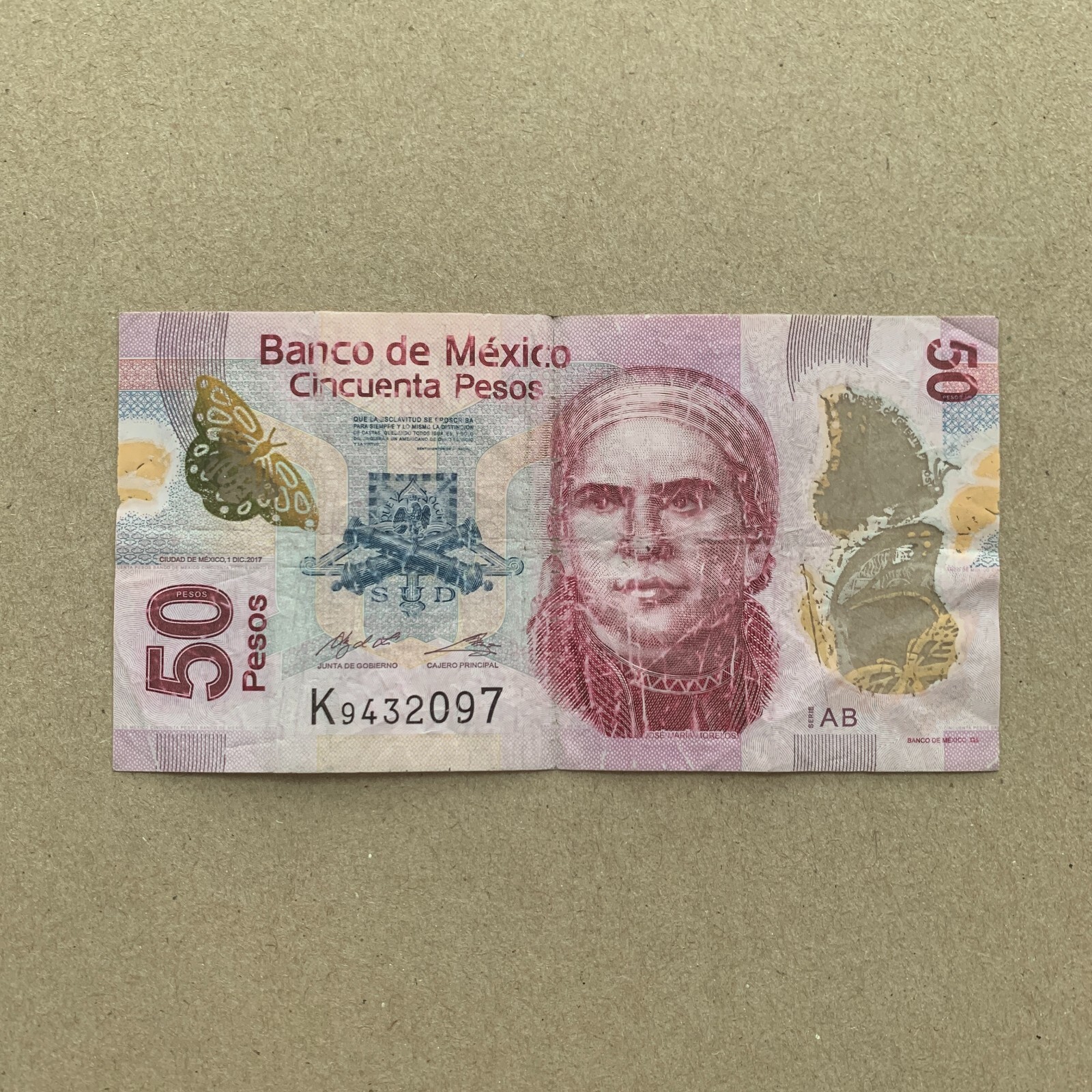 Rare MEXICO 50 Pesos Banknote 2017 POLYMER Money Mexican Currency Billetes