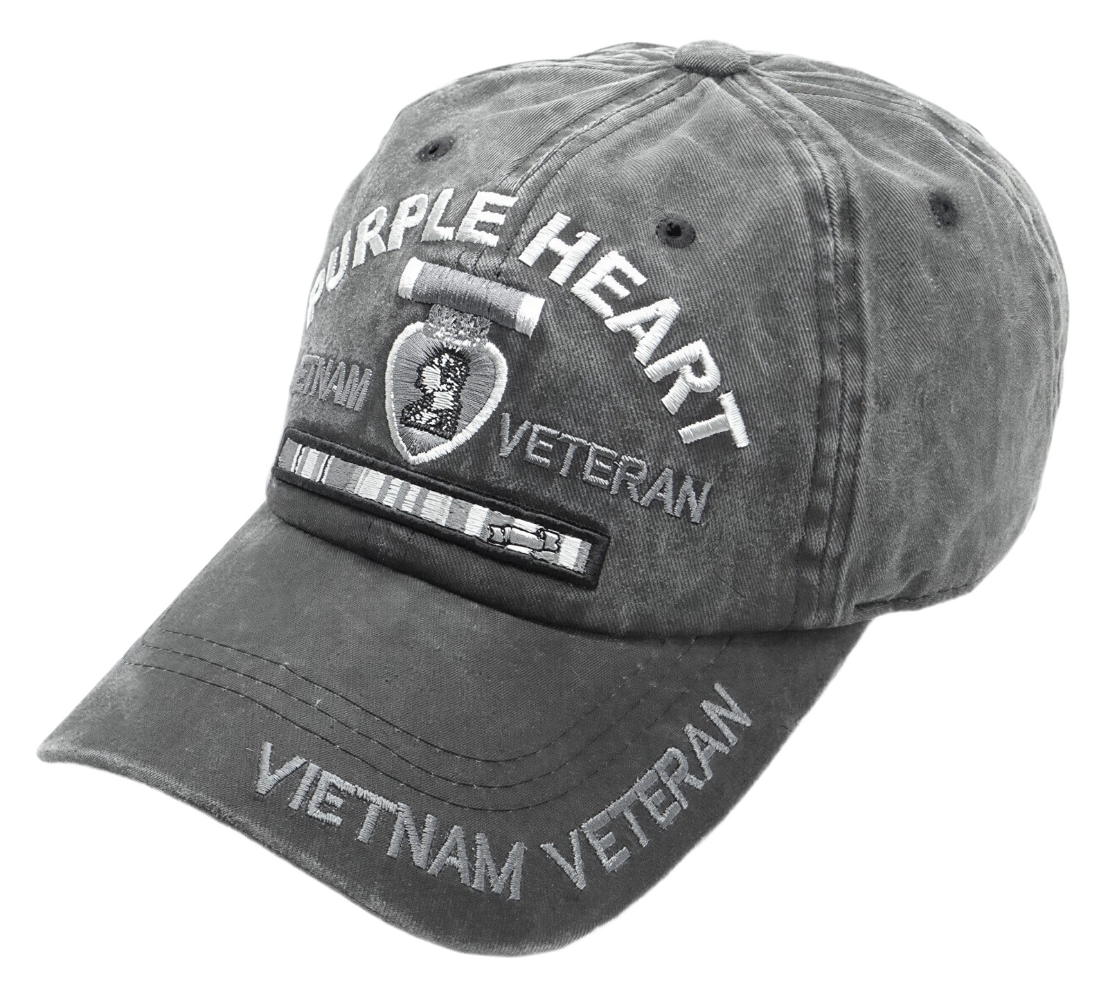 Purple Heart Vietnam Veteran Pigment Washed Cotton Mens Cap [Baseball Cap - B...