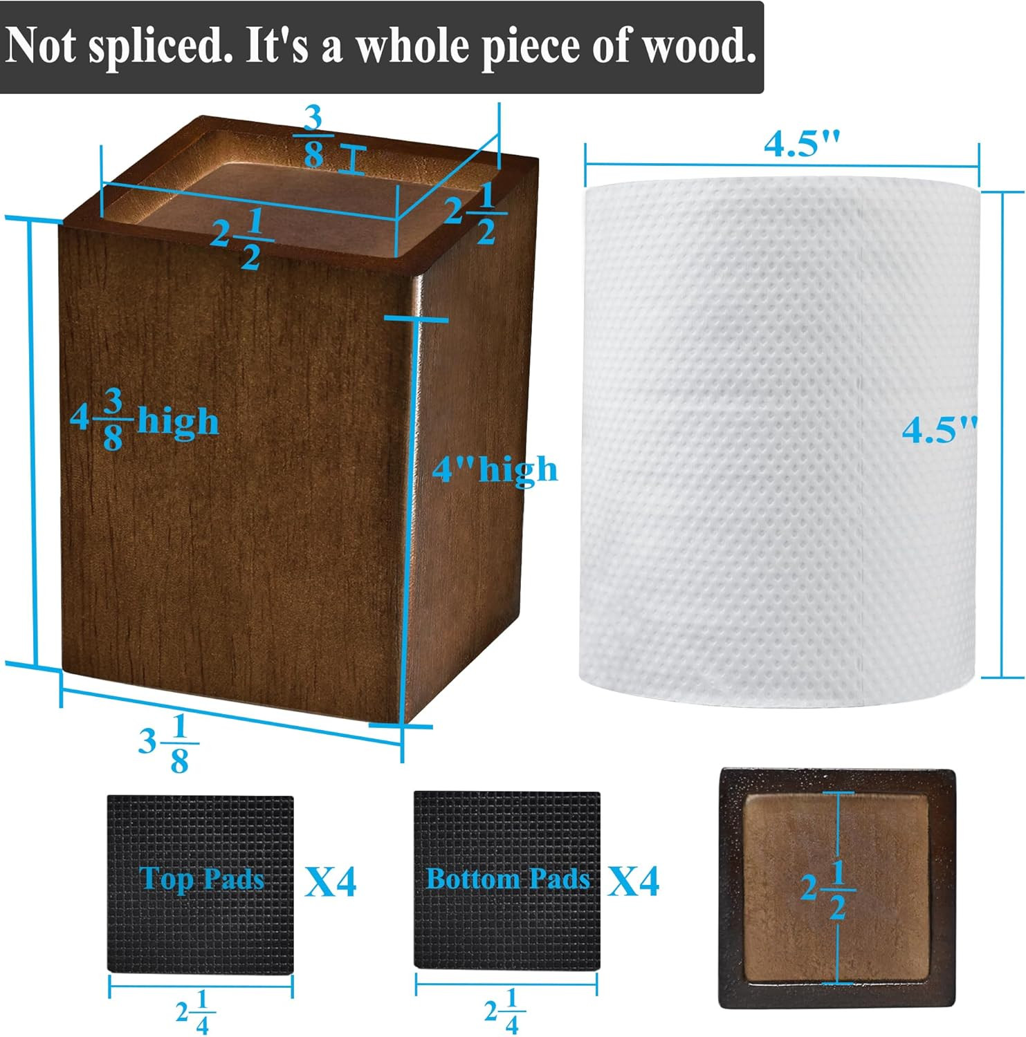 Sopicoz Wood Bed Risers (4 Inch Square)
