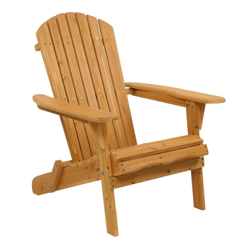 Foldable Fir Wood Adirondack Chair Patio Furniture Conversation Lounge Seat New