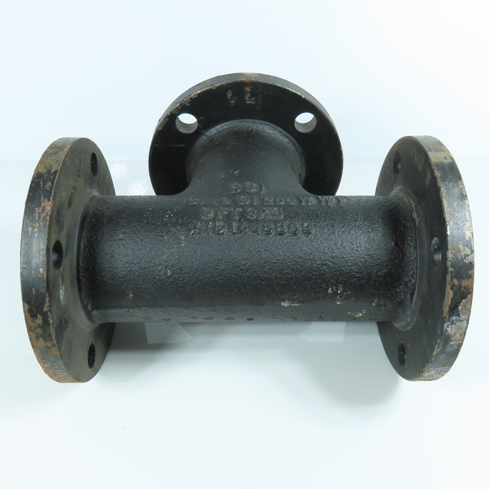 SCI 3" x 3" x 3" Flat Face Tee Class 150 Cast Iron Flanged Fitting