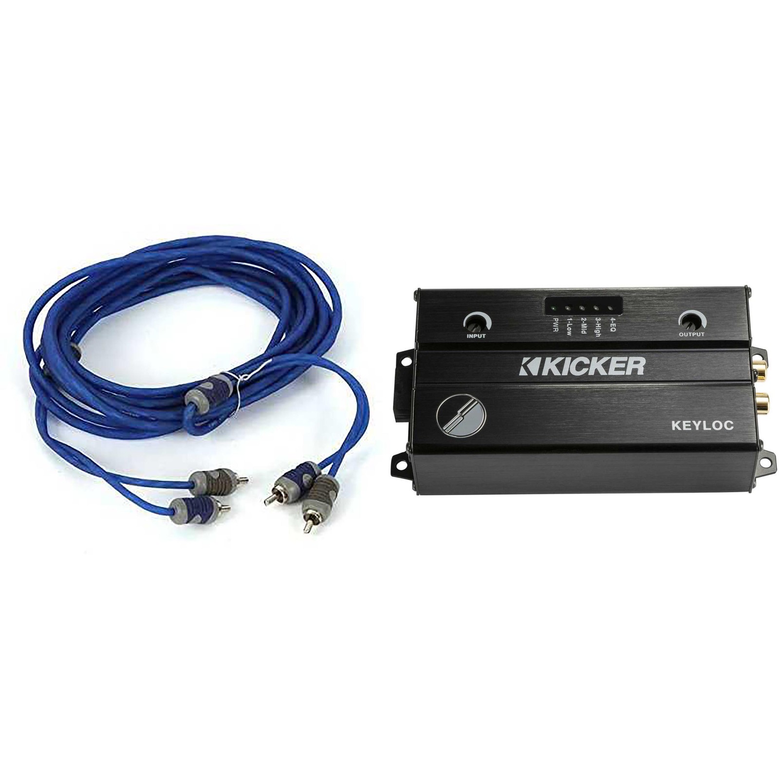 Kicker 47KEYLOC Key Series Smart Powered Line-Out Converter & 46KI25 5 Meter ...