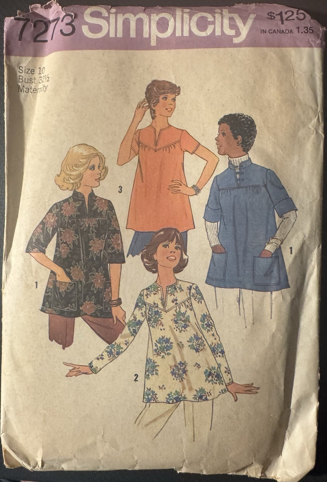 Vtg Simplicity pattern 7273 Misses' Maternity Tops size 10 bust 32-1/2