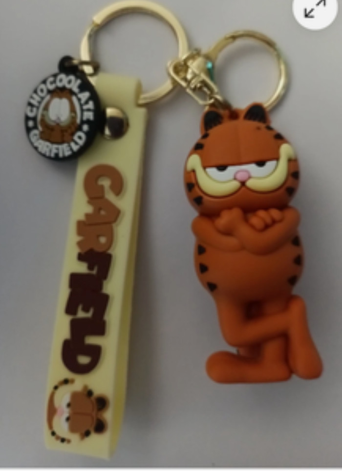 GARFIELD KEYCHAIN-(BRAND NEW NO TAGS)-PVC-3D-WITH RUBBER HANDLE