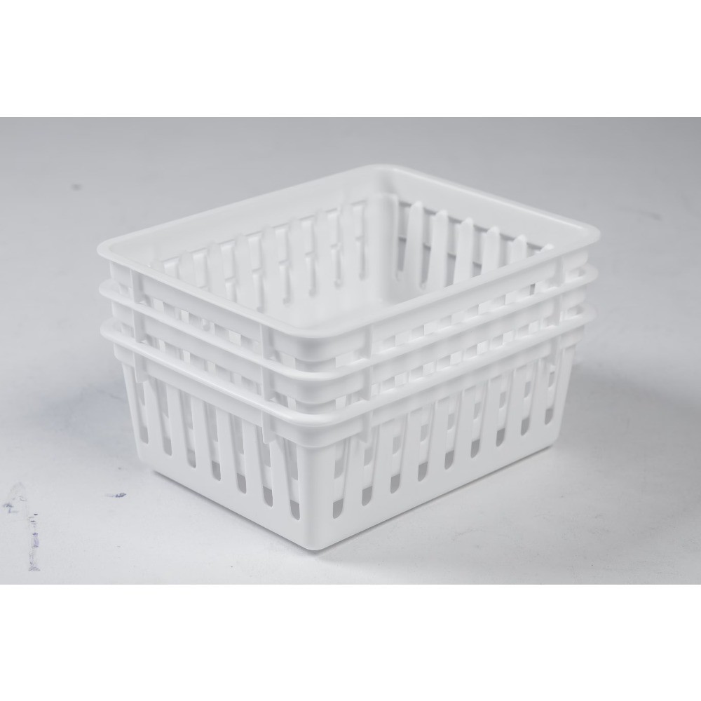 18-Pack White Mini Storage Trays 6.4x5x2.4" Stackable Plastic Organizer Bins