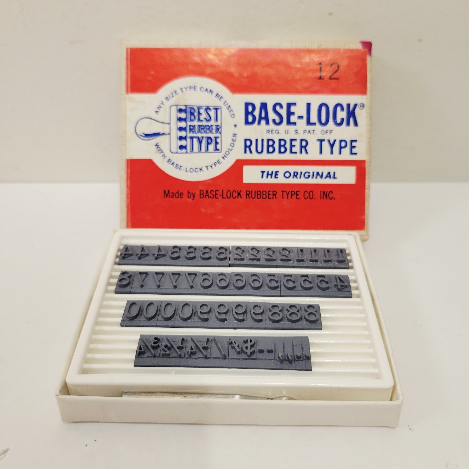 Vtg BASE-LOCK Best Rubber Type Font F13 Printing Type Rubber Stamps