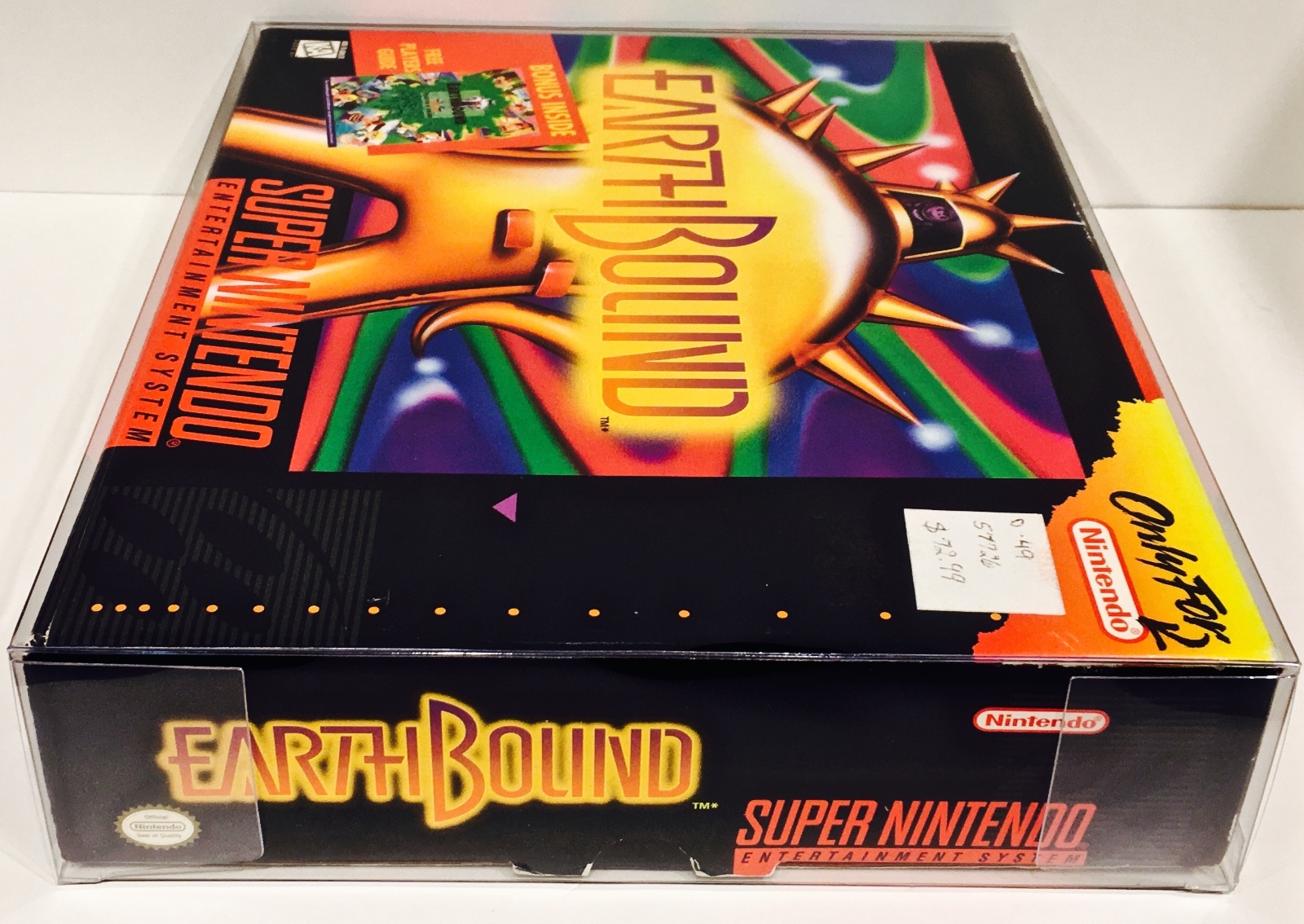 1 SNES BIG BOX Protector Earthbound Mario Paint Etc Super Nintendo Clear Case