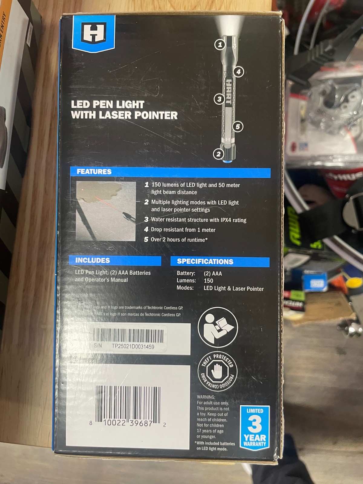 HART LED Pen Light, 150 Lumens, Laser Pointer