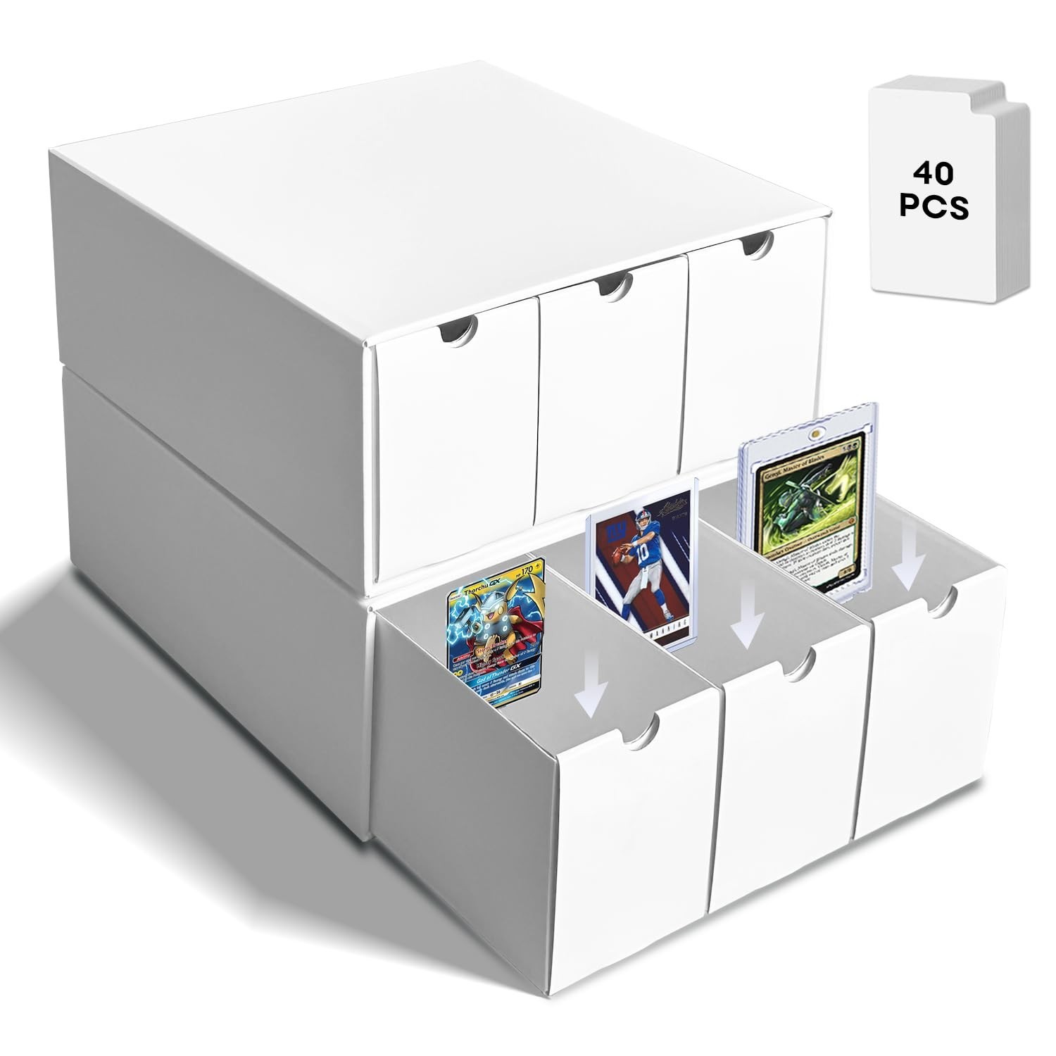 6 Drawer Trading Card Storage Box 40 Dividers Cardboard Toploader Card Organizer