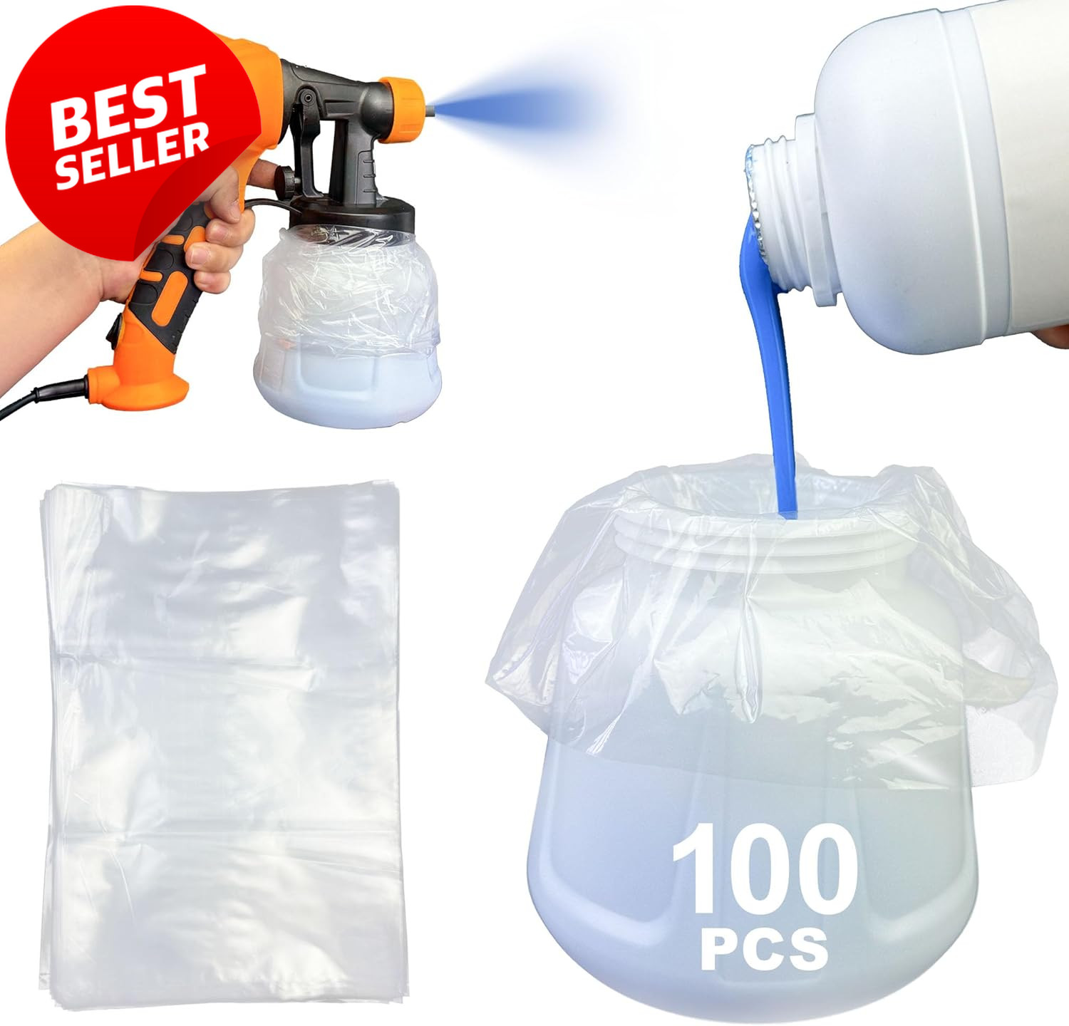 100pc Paint Sprayer Cup Liners 7.8x11.8 Wagner - US