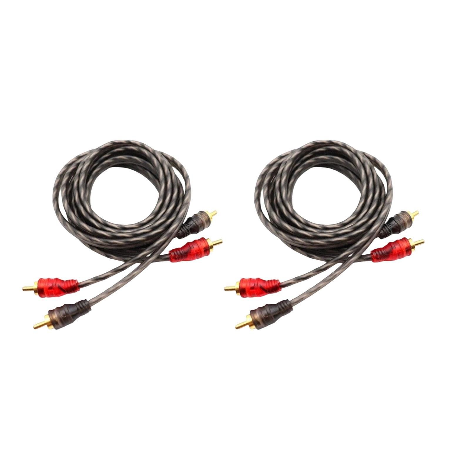 2PCS RCA Cables 2 Channel Twisted 4Ft Shielded Audio Interconnect Amp Cable