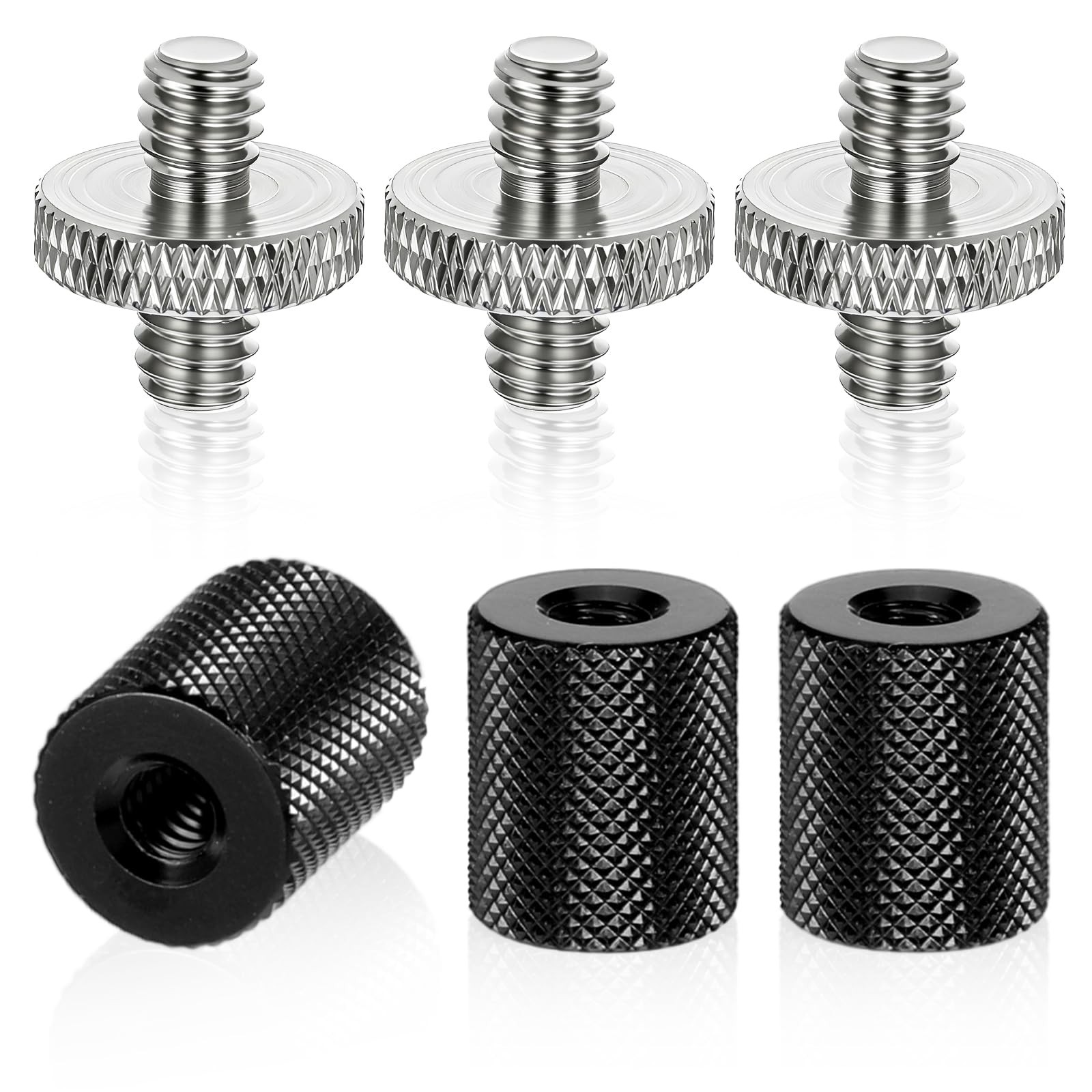 6 PCS 1/4 To 1/4 Inch Threaded Tripod Screw Adapter Double Sided Female