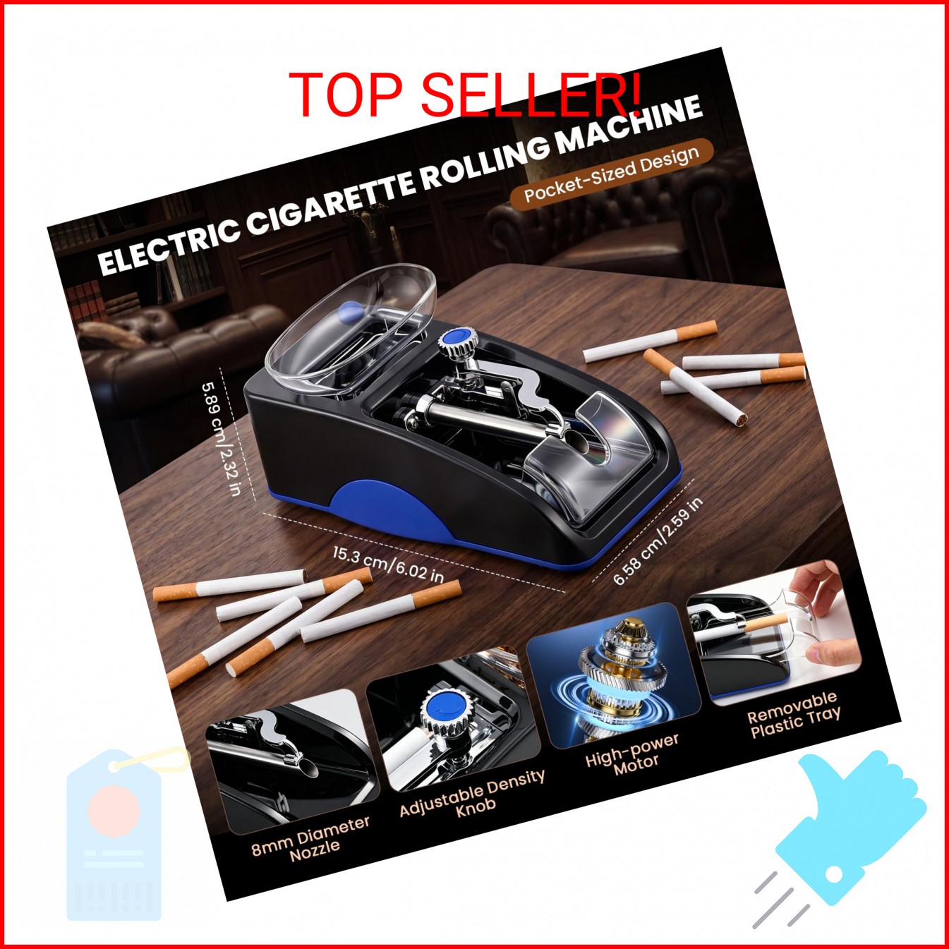 NEWTRY Cigarette Rolling Machine, Automatic Roller, Electric Mini Tobacco Inject