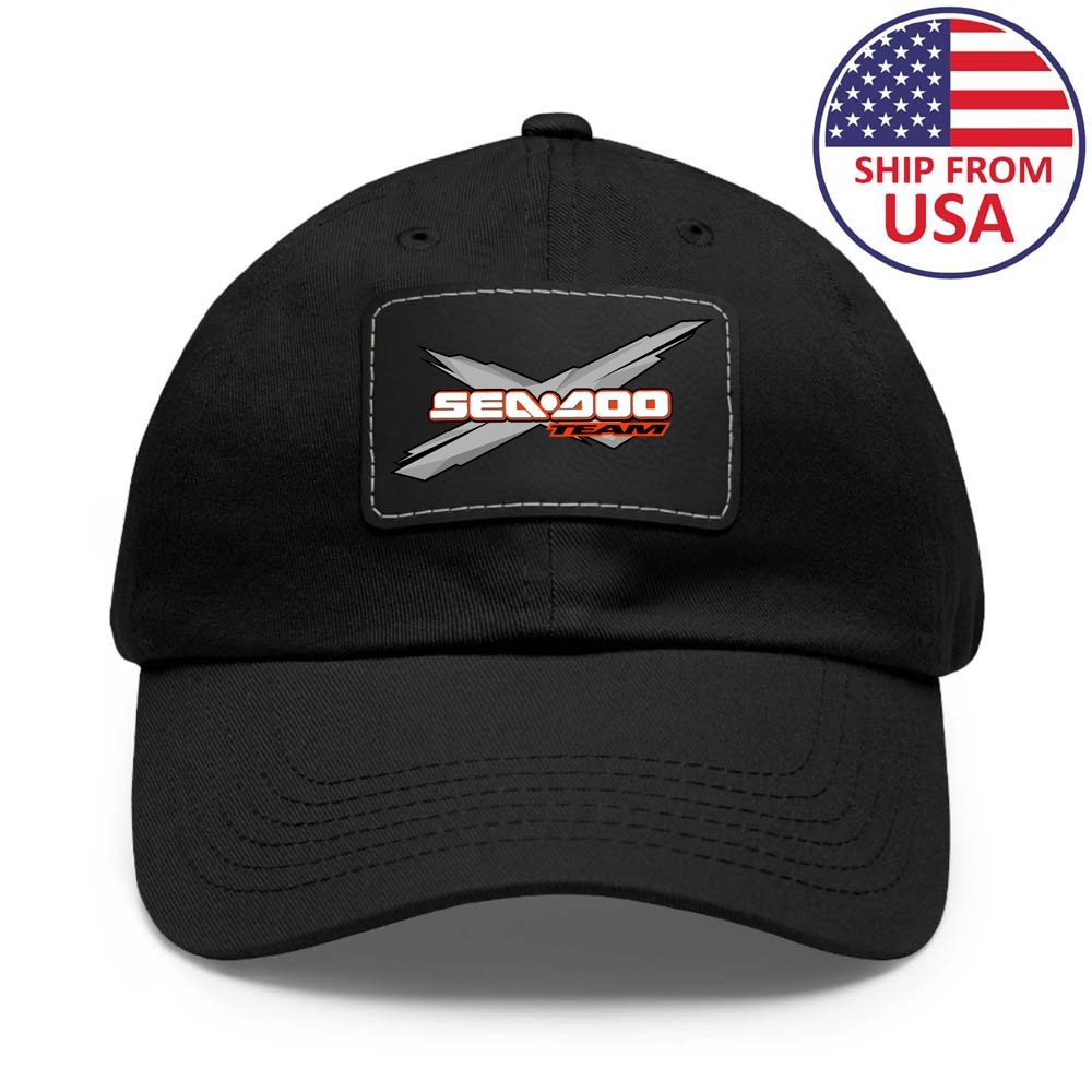 Sea Doo Team Ski Snowmobile Black Dad Hat with Leather Patch