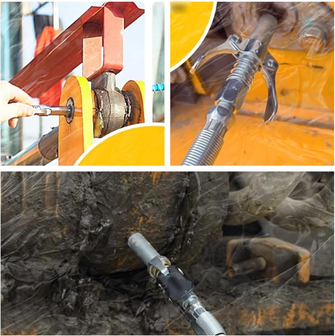 Grease Gun Coupler Double Handle High Pressure Quick Release Lock Oil Nozzles