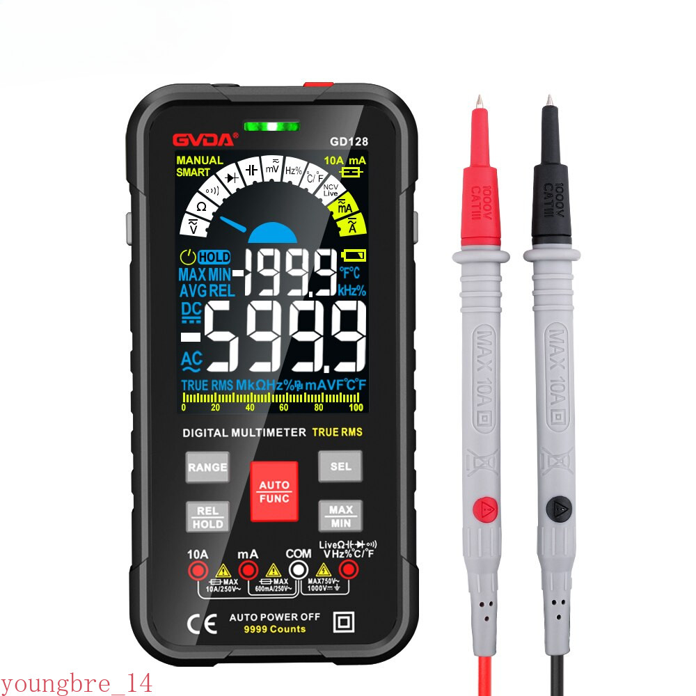 New 9999 Counts Digital Multimeter Smart Auto Range 1000V 10A Tester