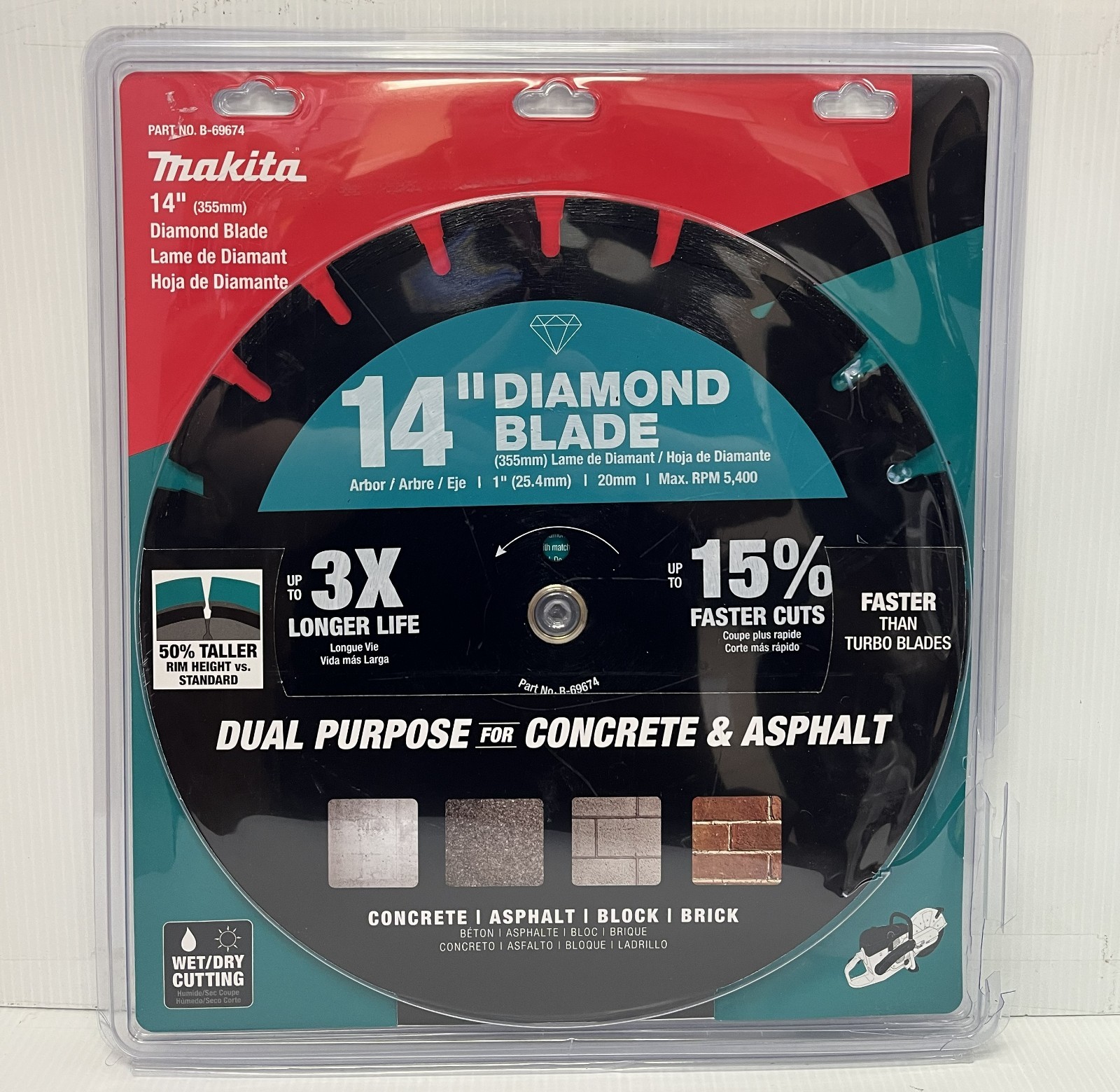 MA6 Makita B-69674 14" Segmented Dual Purpose Diamond Saw Blade 20-Teeth 5400RPM