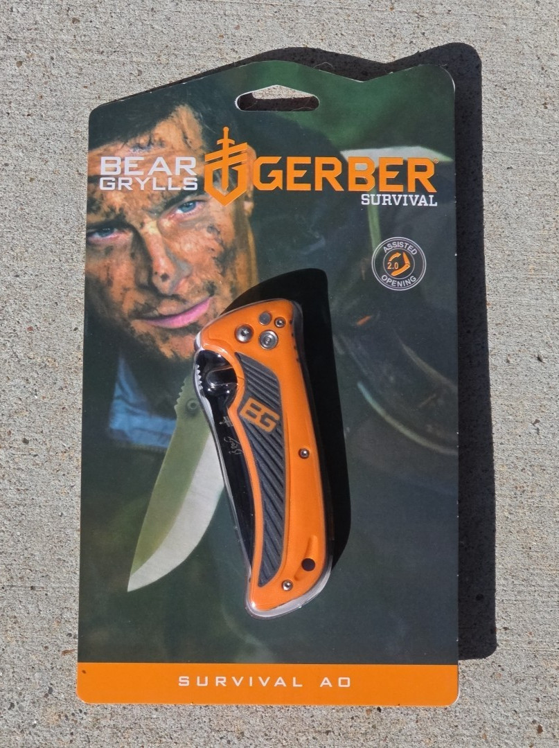 GERBER SURVIVAL UTILITY KNIFE BEAR GRYLLS Folding Knife, Drop Point, 3In, Orange