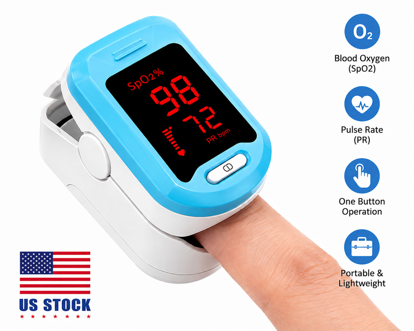 Portable SpO2 Blood Oxygen Saturation Heart Rate Monitor Finger Pulse Oximeter
