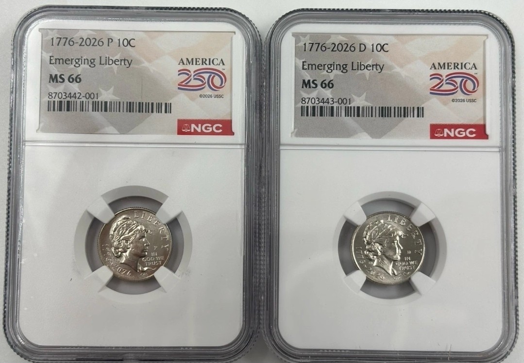 1776-2026 P D EMERGING LIBERTY DIME 10C NGC MS66 America 250th Set