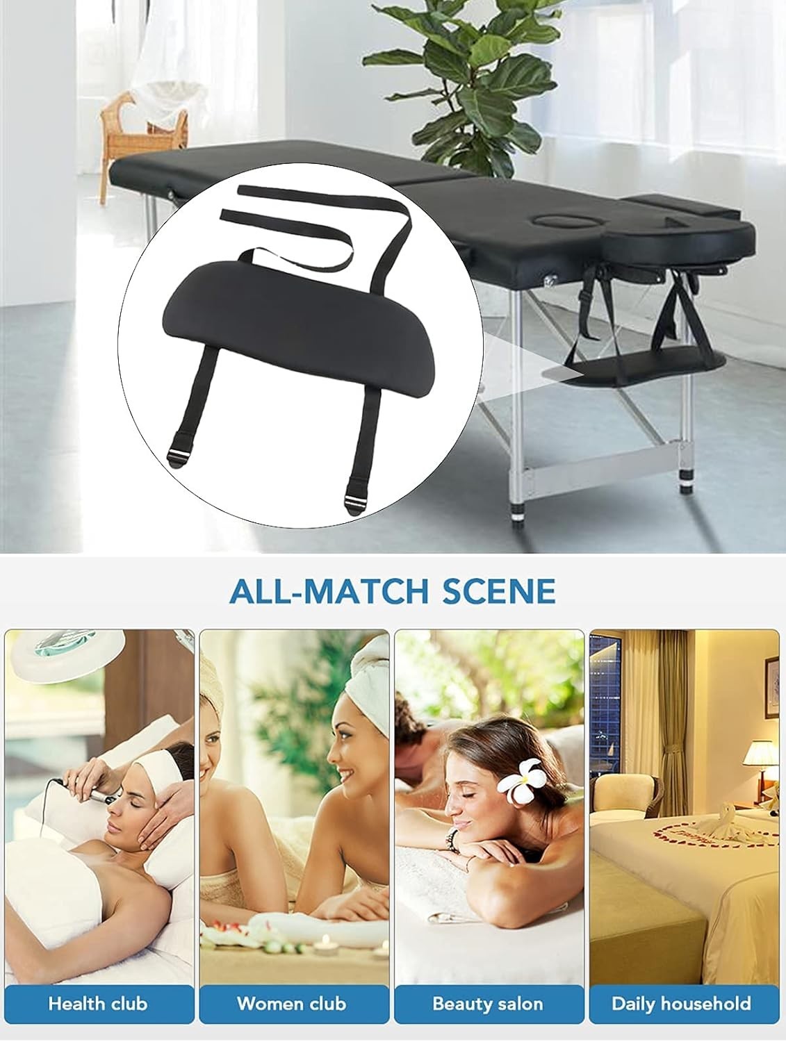 Comfortable Adjustable Hanging Arm Rest for Massage Tables - Black Design