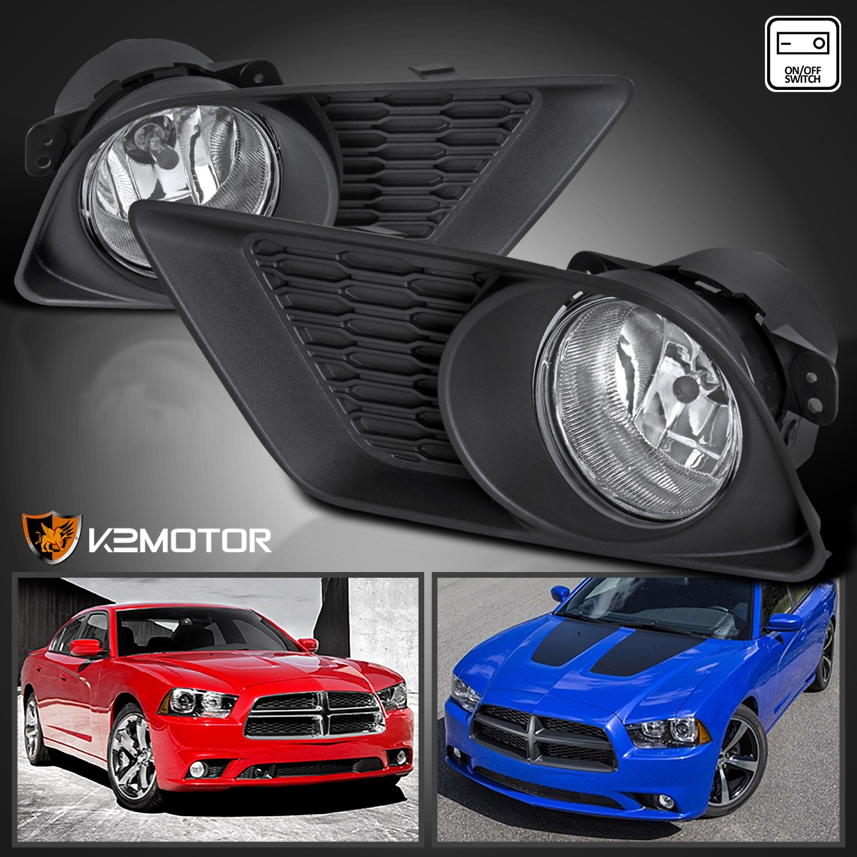 Fits 2011-2014 Dodge Charger Clear Bumper Fog Lights Lamps+Bulbs+Switch Kit