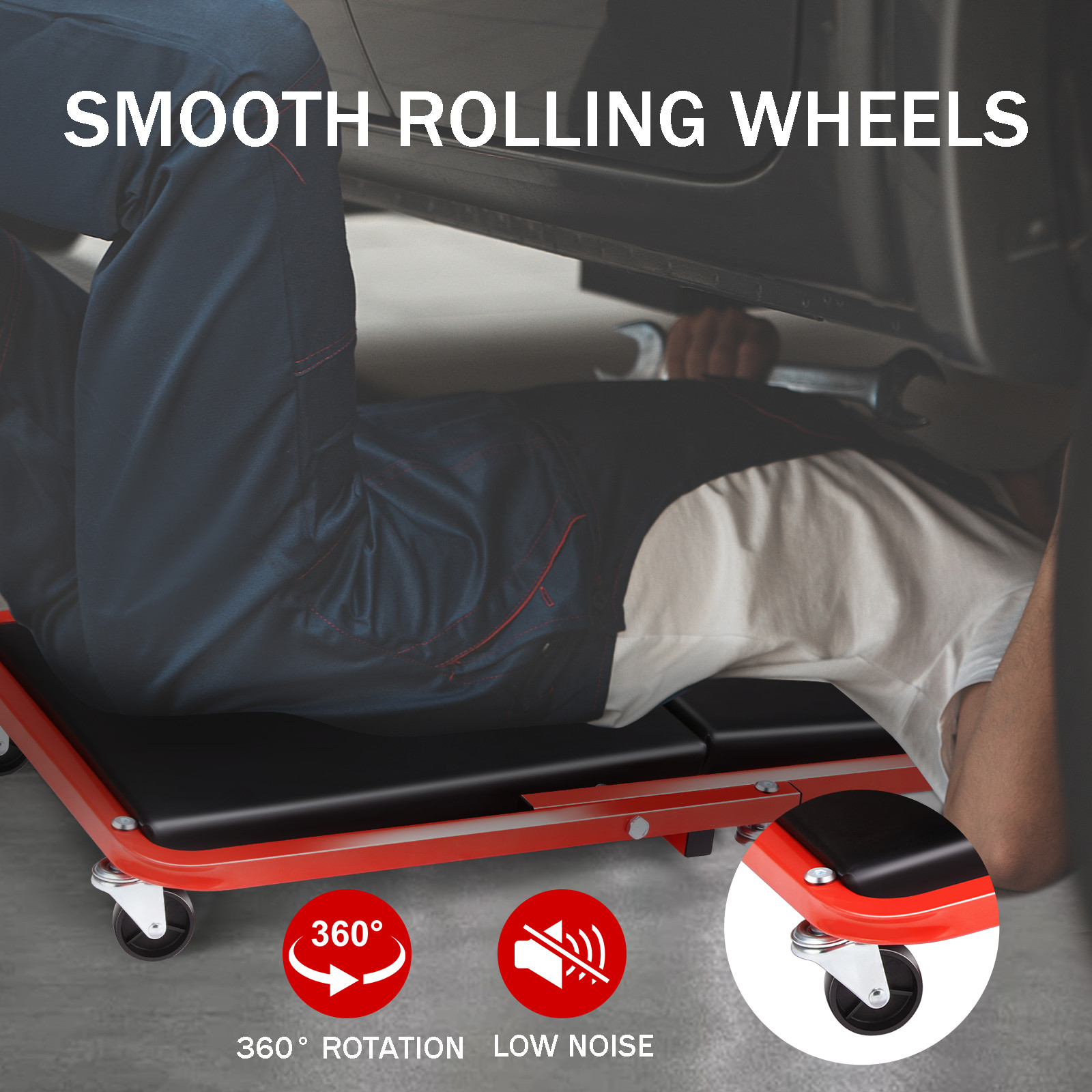 40"36" 2 in 1 Z-Creeper Seat Automotive Mechanic Rolling Creeper for Garage Shop
