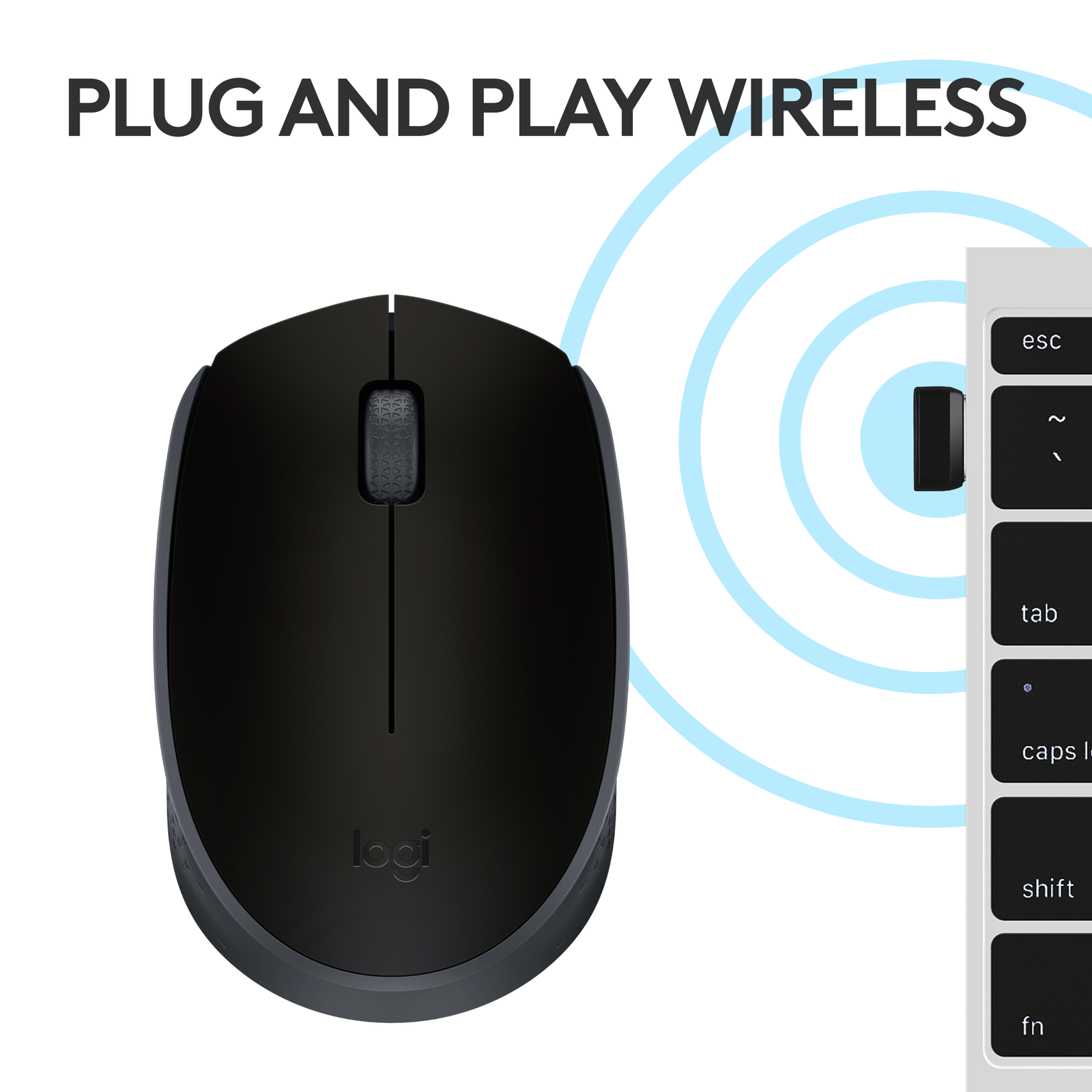 Logitech - M170 Wireless Compact Optical Ambidextrous Mouse - Black