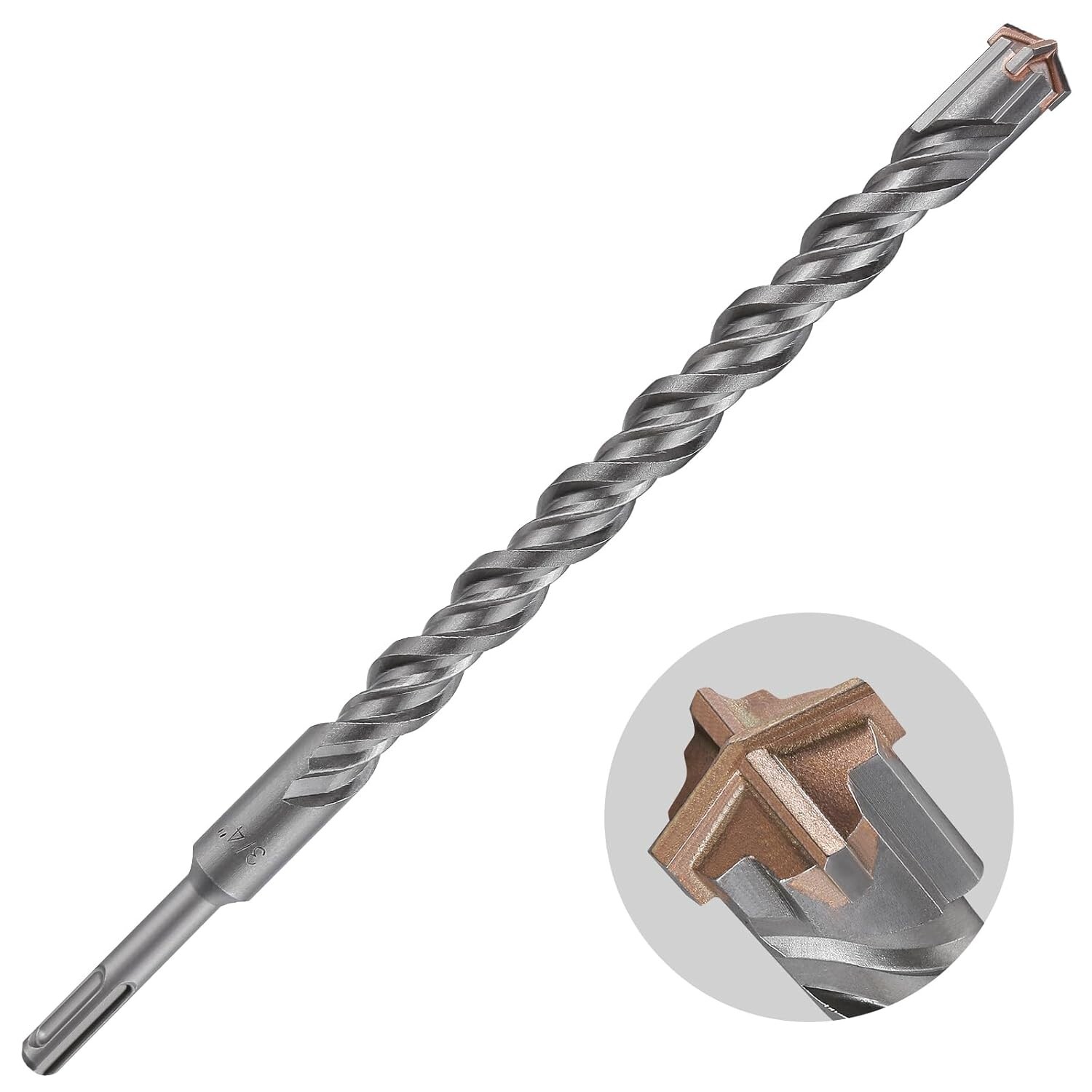 Concrete Drill Bit 3/4" X 12"-10" Cross-Type Double Thread Carbide Material Iron