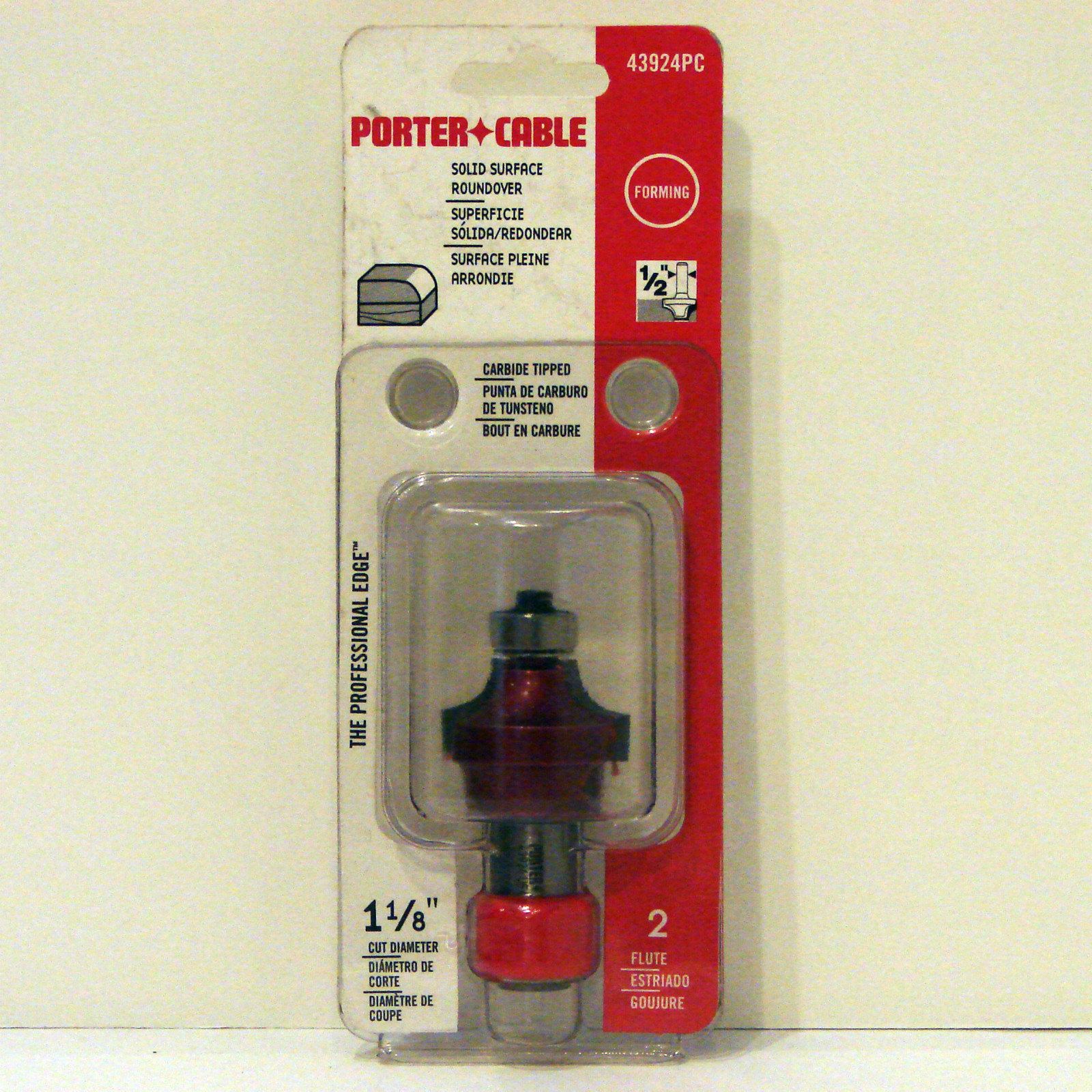 Porter Cable 43924PC 1-1/8" SS Solid Surface Carbide Tip Roundover Router Bit