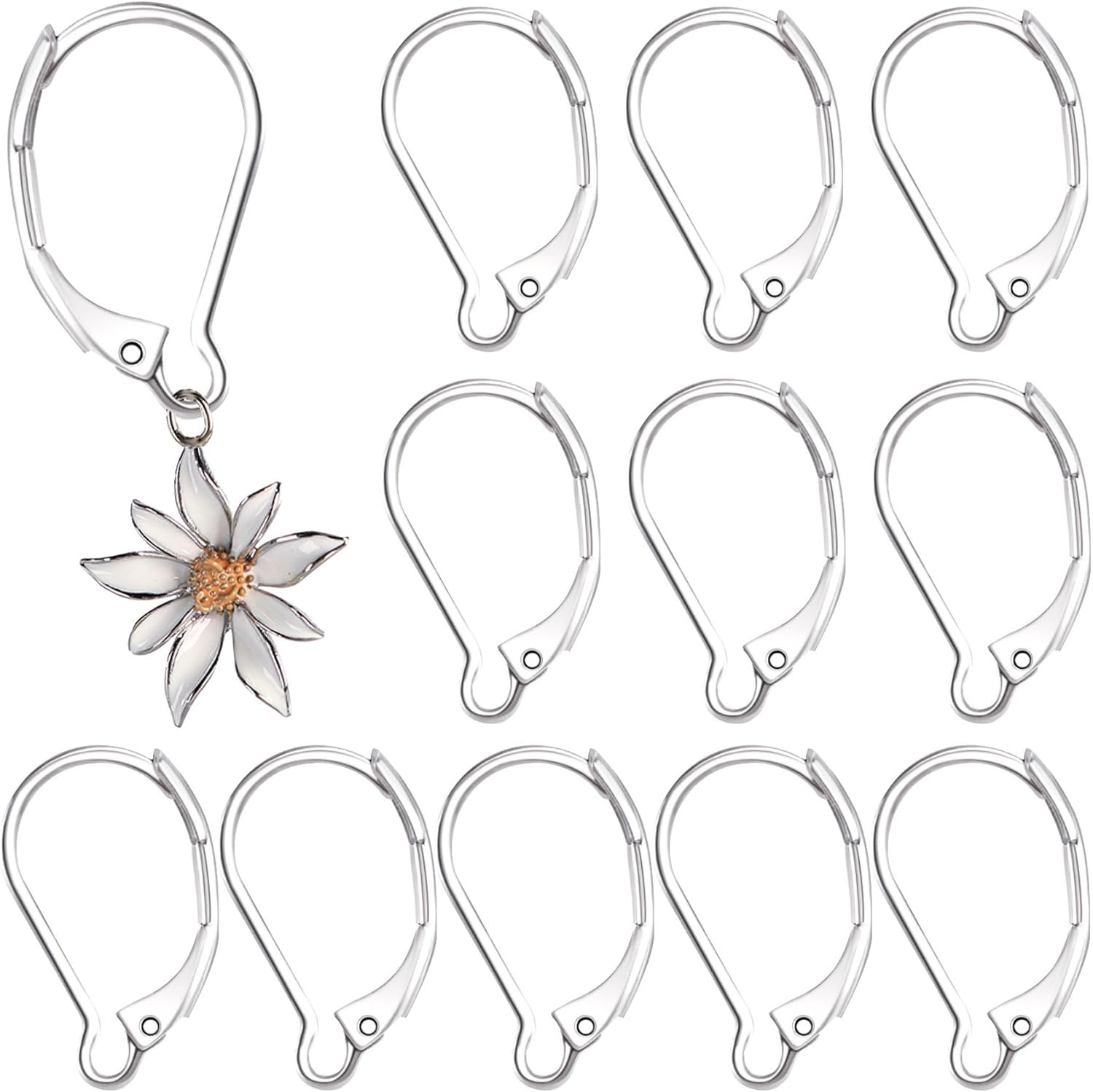 12Pcs Leverback Earring Hooks, Hypoallergenic Stainless Steel French Earring Cla