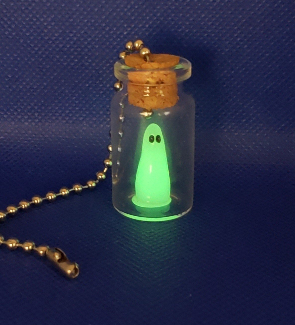 Glow-in-the-Dark Ghost Glass Bottle Light Pull or Fan Pull - Ghost