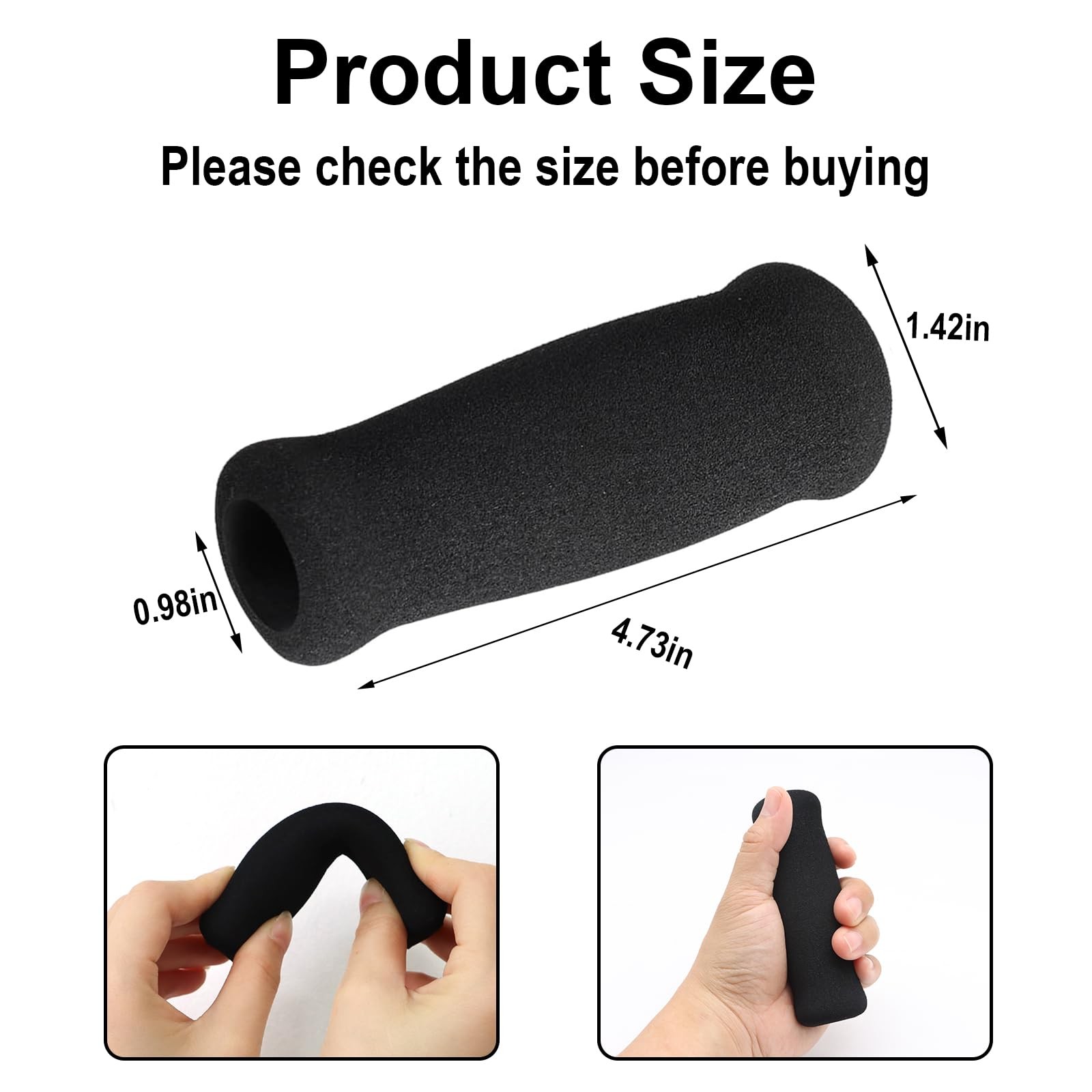 4Pcs Walking Cane Hand Grips - Black Foam Replacement for Offset Canes