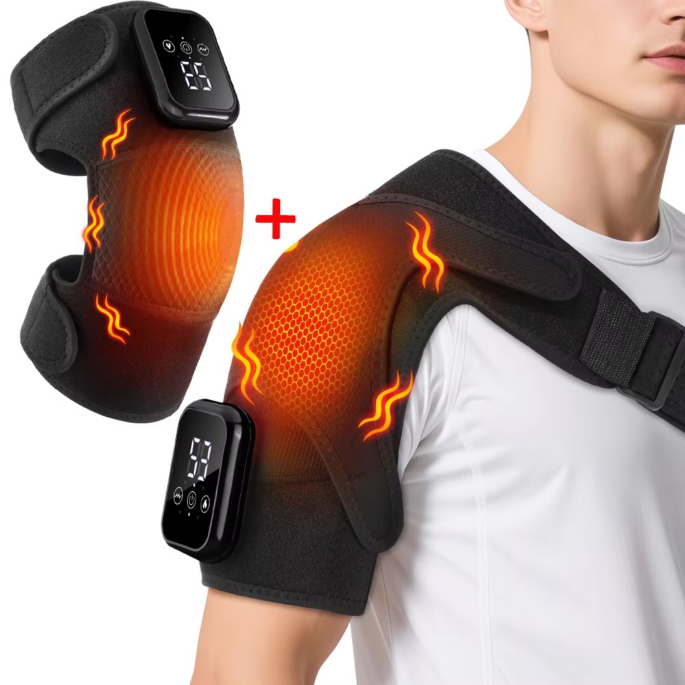 Electric Shoulder Massager Heated Shoulder Brace with Vibration for Pain Relief-