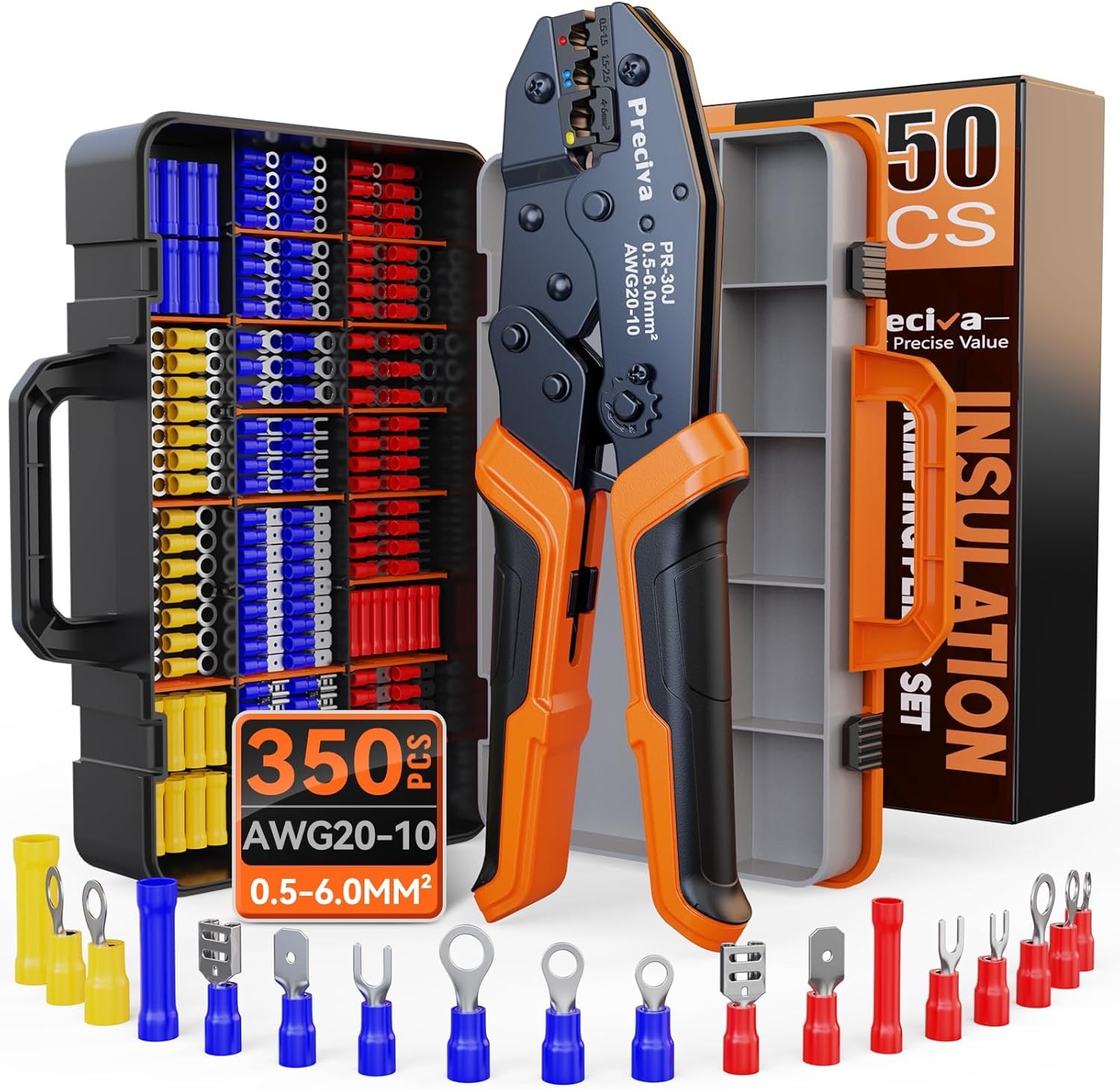 Insulated Crimping Tool Set with Storage Case, Ratcheting Wire Crimper Kit with