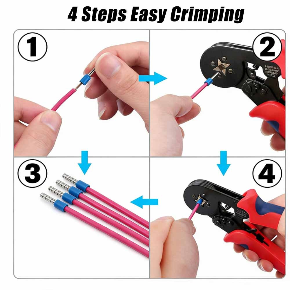 Ferrule Crimping Tool Kit Self-adjustable Wire Crimper Plier 1200pcs Terminal #V